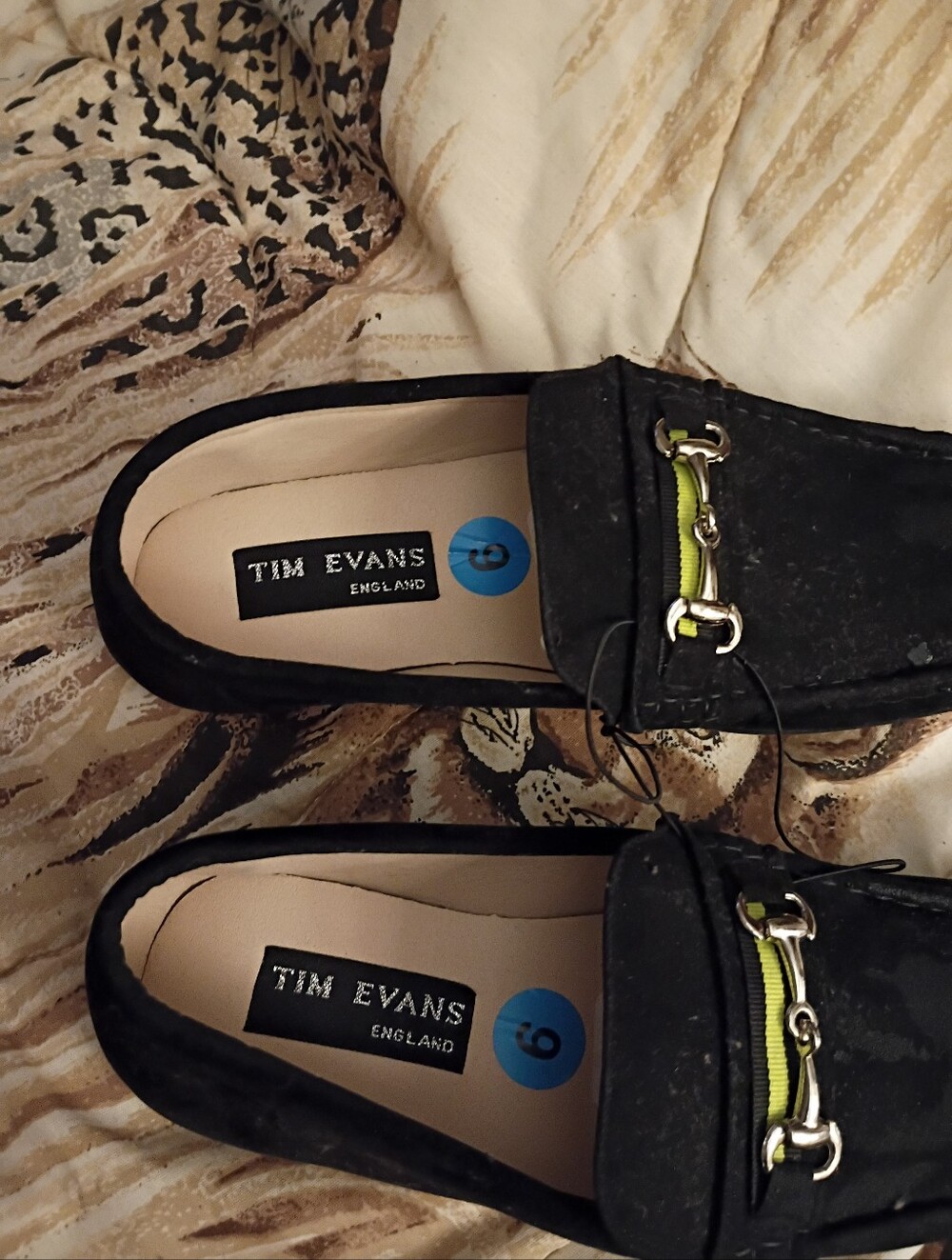 Black Suede Loafers with Lime Accent